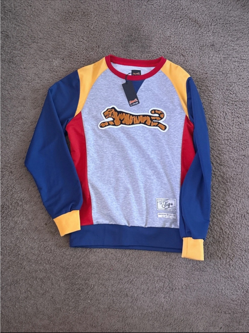 Colorblock Tiger Sweatshirt - Gray/Blue/Red/Yellow